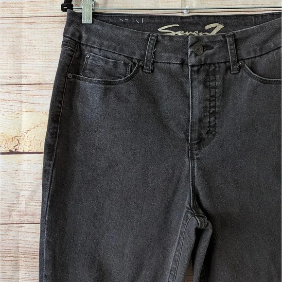 Seven Tummyless High Rise Skinny Distressed Jeans Black Stretchy - Picture 3 of 12